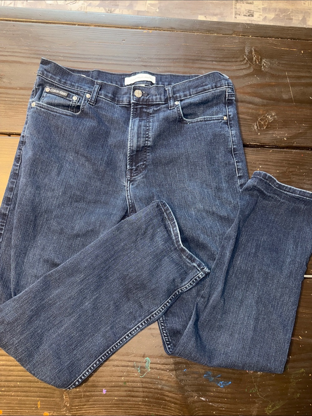 Calvin Klein Jeans Men’s Straight Dark Blue Denim Jeans